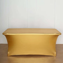 6FT Metallic Gold Rectangular Stretch Spandex Table Cover