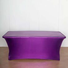 Rectangular Metallic Purple Stretch Spandex Table Cover 6 Feet