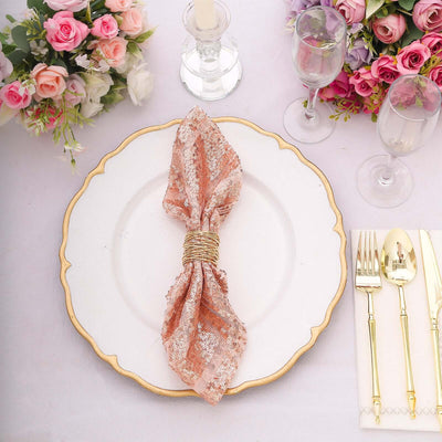 Sequin Napkins 20"x20" Blush - Diamond Pattern Reusable Dinner Napkins
