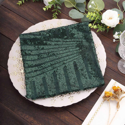 Sequin Napkins 20"x20" Hunter Emerald Green - Diamond Pattern Reusable Dinner Napkins