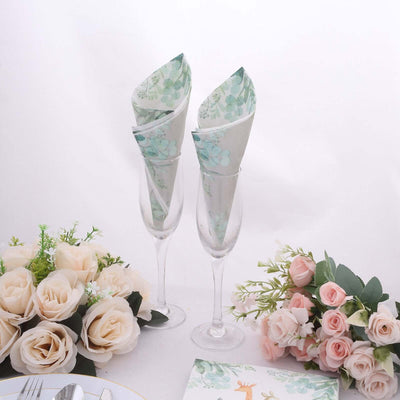 20-Pack Paper Beverage Napkins 2 Ply with Safari Animal Print 6.5"x6.5" - Jungle Theme Disposable Cocktail Party Napkins 18GSM