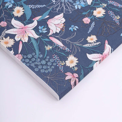 20-Pack Paper Beverage Napkins 2 Ply Navy Blue with Water Lily Floral Design 6.5"x6.5" - Soft 2-Ply Disposable Beverage Napkins 18GSM