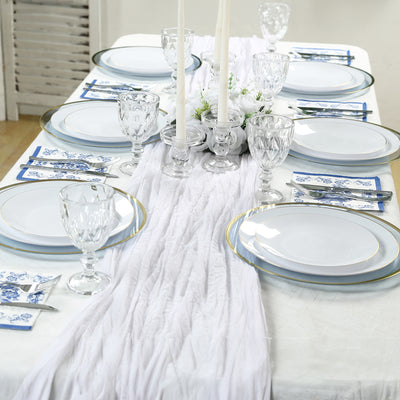 50 Pack 2-Ply Paper Cocktail Napkins in White Royal Blue Damask Pattern, Disposable Beverage Napkins - Highly Absorbent & Soft