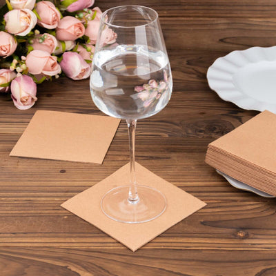 20 Pack Linen-Like Paper Napkins 5"x5" Terracotta (Rust) - Soft Single-Use Airlaid Cocktail Napkins