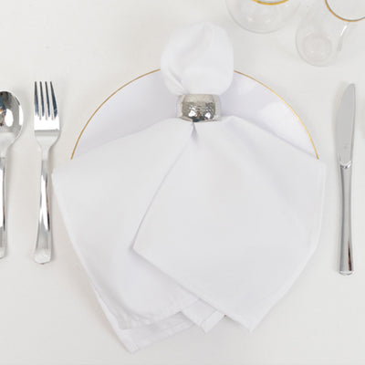 5 Pack Cotton Blend Napkins 20"x20" White - Durable & Wrinkle Resistant Cloth Napkins for Casual or Formal Events