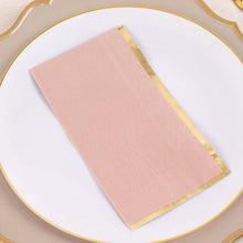 50 Pack Dusty Rose Soft 2 Ply Dinner Paper Napkins with Gold Foil