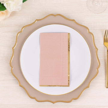 <h3 style="margin-left:0px;"><strong>Soft Elegance with Dusty Rose Gold Foil Edge Paper Dinner Napkins</strong>