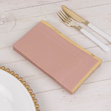 50 Pack Dusty Rose Soft 2 Ply Dinner Paper Napkins with Gold Foil