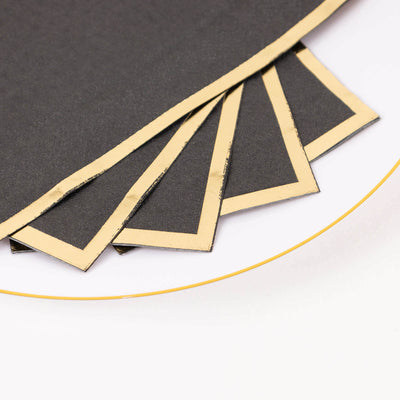 50-Pack Paper Dinner Napkins 2 Ply Black with Gold Foil Edge - Soft Disposable Napkins for Events