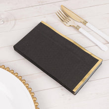 50 Pack Black Soft 2 Ply Dinner Paper Napkins with Gold Foil Edge