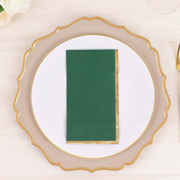 <h3 style="margin-left:0px;"><strong>Soft Elegance with Hunter Emerald Green Gold Foil Edge Paper Dinner Napkins</strong>