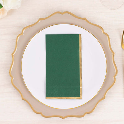 50-Pack Paper Dinner Napkins 2 Ply Hunter Emerald Green with Gold Foil Edge - Soft Disposable Napkins