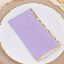 50 Pack Lavender Lilac Soft 2 Ply Dinner Paper Napkins with Gold Foil