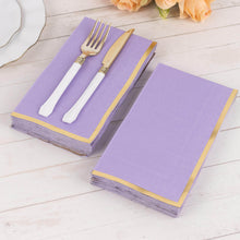 50 Pack Lavender Lilac Soft 2 Ply Dinner Paper Napkins with Gold Foil