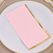 0 Pack Pink Soft 2 Ply Dinner Paper Napkins with Gold Foil Edge