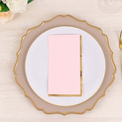 50-Pack Paper Dinner Napkins 2 Ply Pink with Gold Foil Edge - Soft Disposable Napkins