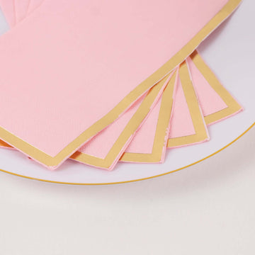 <h3 style="margin-left:0px;"><strong>Versatile and Stylish Pink &amp; Gold Dinner Party Napkins</strong>