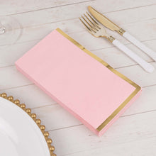 0 Pack Pink Soft 2 Ply Dinner Paper Napkins with Gold Foil Edge