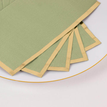 <h3 style="margin-left:0px;"><strong>Versatile and Stylish Sage Green &amp; Gold Dinner Party Napkins</strong>