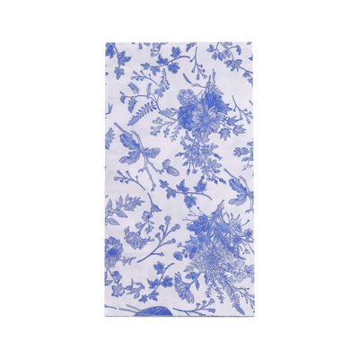 20-Pack Paper Dinner Napkins 2 Ply White/Blue with French Toile Pattern - Soft and Absorbent Disposable Napkins