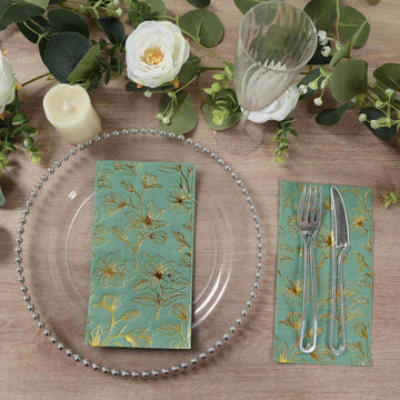 <span style="background-color:transparent;color:#000000;">Luxurious Design: Gold Outlined Flowers on Dusty Sage Green</span>