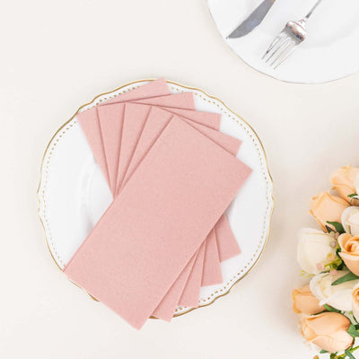 20 Pack Linen-Like Paper Napkins 8.5"x4" Dusty Rose - Soft & Hygienic Airlaid Towels