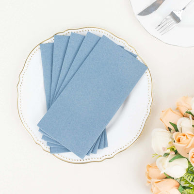 20 Pack Linen-Like Paper Napkins 8.5"x4" Dusty Blue - Soft & Hygienic Airlaid Towels