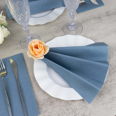 20 Pack Linen-Like Paper Napkins 8.5"x4" Dusty Blue - Soft & Hygienic Airlaid Towels