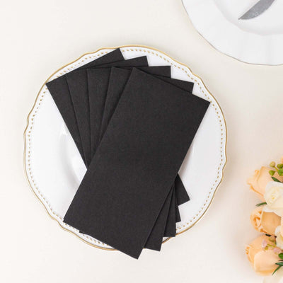 20 Pack Linen-Like Paper Napkins 8.5"x4" Black - Soft & Hygienic Airlaid Towels