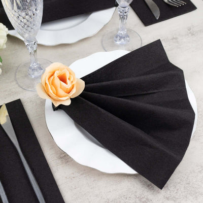 20 Pack Linen-Like Paper Napkins 8.5"x4" Black - Soft & Hygienic Airlaid Towels