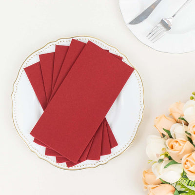 20 Pack Linen-Like Paper Napkins 8.5"x4" Burgundy - Soft & Hygienic Airlaid Towels