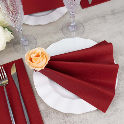 20 Pack Linen-Like Paper Napkins 8.5"x4" Burgundy - Soft & Hygienic Airlaid Towels