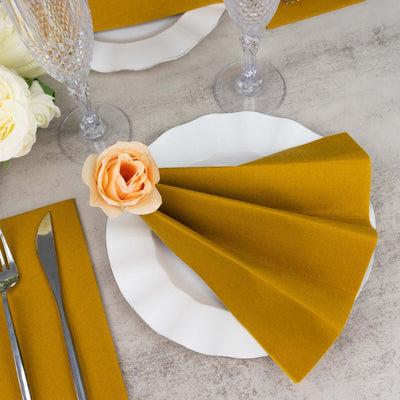 20 Pack Linen-Like Paper Napkins 8.5"x4" Gold - Soft Hygienic Airlaid Guest Towels for Formal & Casual Dining