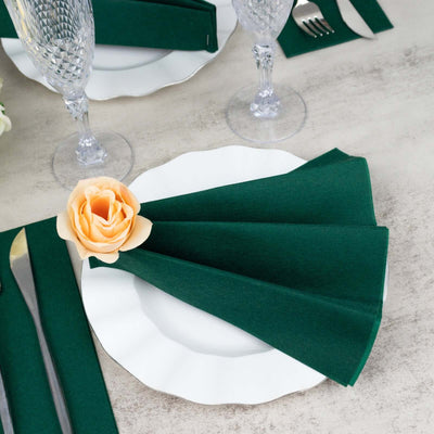 20 Pack Linen-Like Paper Napkins 8.5"x4" Hunter Emerald Green - Soft & Hygienic Airlaid Towels