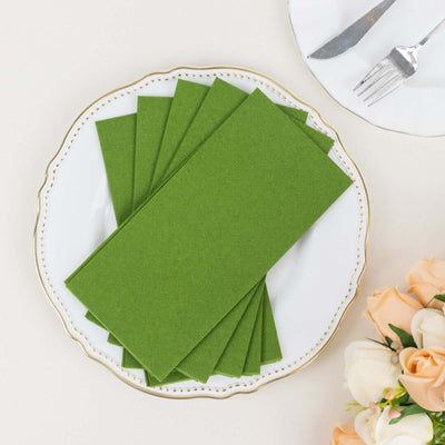 20 Pack Linen-Like Paper Napkins 8.5"x4" Olive Green - Soft & Hygienic Airlaid Towels