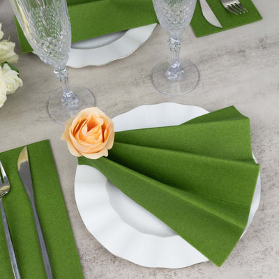 20 Pack Linen-Like Paper Napkins 8.5"x4" Olive Green - Soft & Hygienic Airlaid Towels