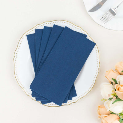 20 Pack Linen-Like Paper Napkins 8.5"x4" Navy Blue - Soft & Hygienic Airlaid Towels