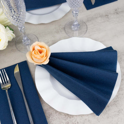 20 Pack Linen-Like Paper Napkins 8.5"x4" Navy Blue - Soft & Hygienic Airlaid Towels