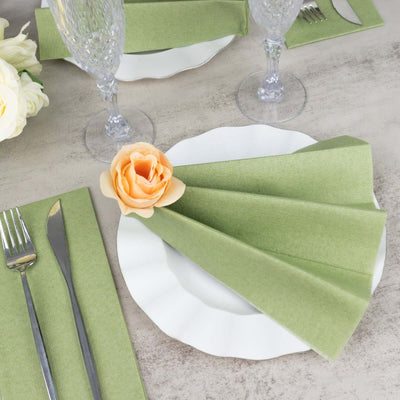 20 Pack Linen-Like Paper Napkins 8.5"x4" Sage Green - Soft & Hygienic Airlaid Towels