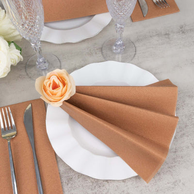 20 Pack Linen-Like Paper Napkins 8.5"x4" Terracotta (Rust) - Soft & Hygienic Airlaid Towels