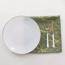 5 Pack Dusty Sage Green Polyester Cloth Dinner Napkins with Gold Foil Tree Branch Pattern