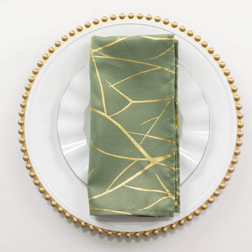 <h3 style="margin-left:0px;"><strong>Elegant Dusty Sage Green Gold Polyester Napkins</strong>