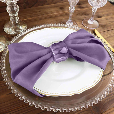 5 Pack Polyester Napkins 17"x17" Violet Amethyst - Wrinkle Resistant & Easy Care Cloth Napkins