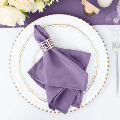 5 Pack Polyester Napkins 17"x17" Violet Amethyst - Wrinkle Resistant & Easy Care Cloth Napkins