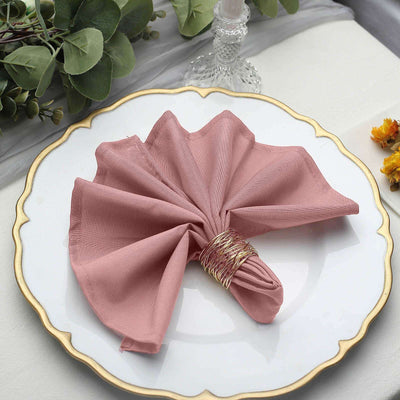 5 Pack Polyester Napkins 17"x17" Dusty Rose - Wrinkle Resistant & Easy Care Cloth Napkins