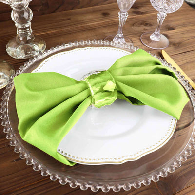 5 Pack Polyester Napkins 17"x17" Apple Green - Wrinkle Resistant & Easy Care Cloth Napkins