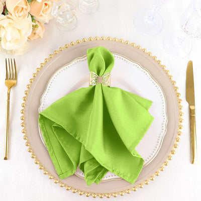 5 Pack Polyester Napkins 17"x17" Apple Green - Wrinkle Resistant & Easy Care Cloth Napkins