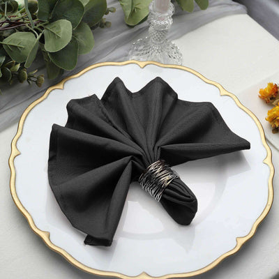5 Pack Polyester Napkins 17"x17" Black - Wrinkle Resistant Easy Care Cloth Napkins for Wedding & Events