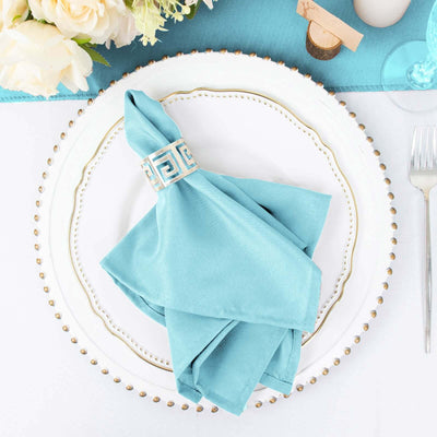 5 Pack Polyester Napkins 17"x17" Light Blue - Wrinkle Resistant & Easy Care Cloth Napkins