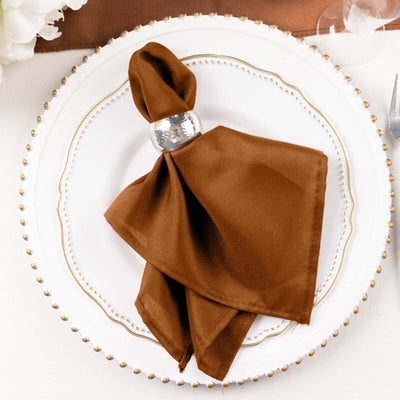 5 Pack Polyester Napkins 17"x17" Cinnamon Brown - Wrinkle Resistant & Easy Care Cloth Napkins